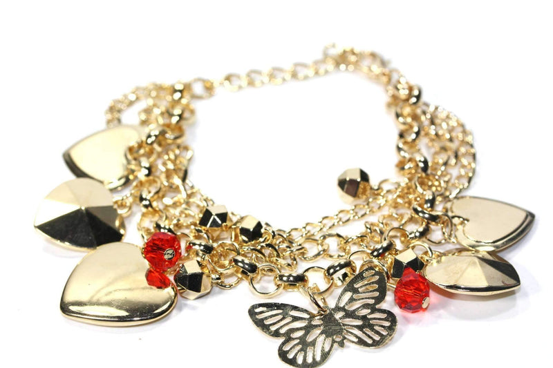 Lovely Hearts & Butterflies Charm Bracelet