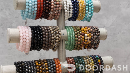 8mm Dalmatian Beaded Elastic Stretch Bracelet