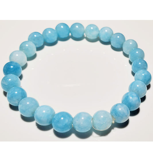 8mm Aquamarine Beaded Elastic Stretch Bracelet | Wild Lotus® | @wildlotusbrand