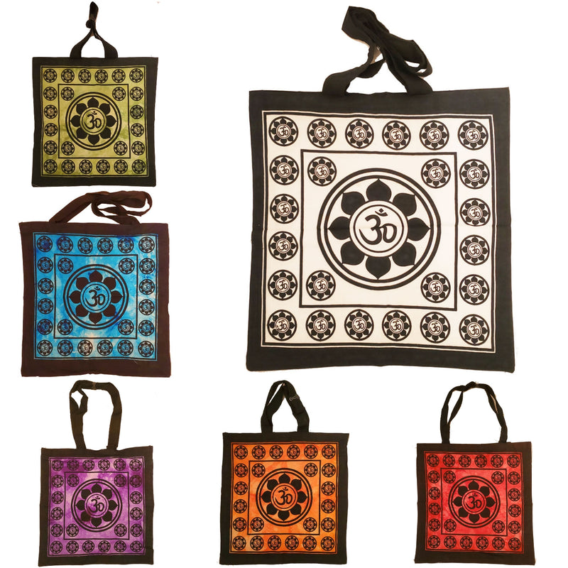 Aum Sanskrit Symbol Lotus Chakra Tie Dye Market Tote Bag Canvas Graphic