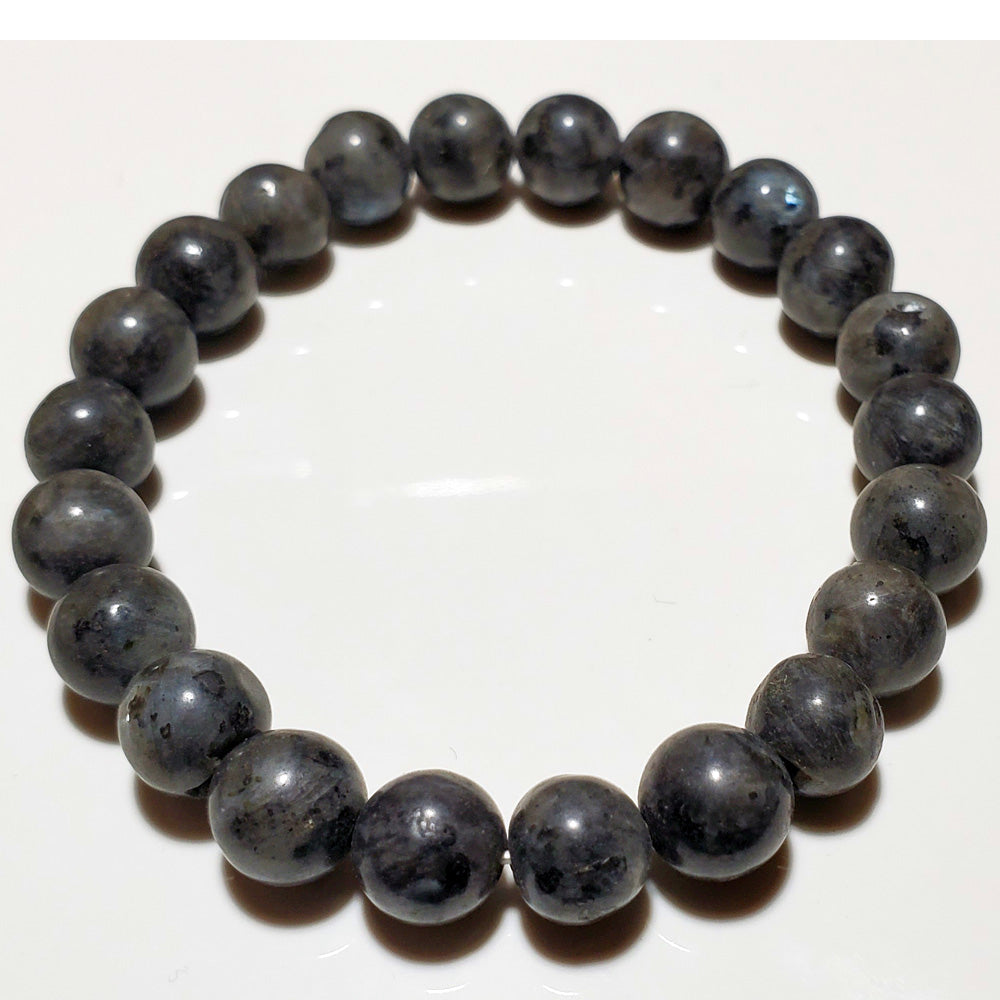 8mm Black Labradorite Beaded Elastic Stretch Bracelet | Wild Lotus® | @wildlotusbrand