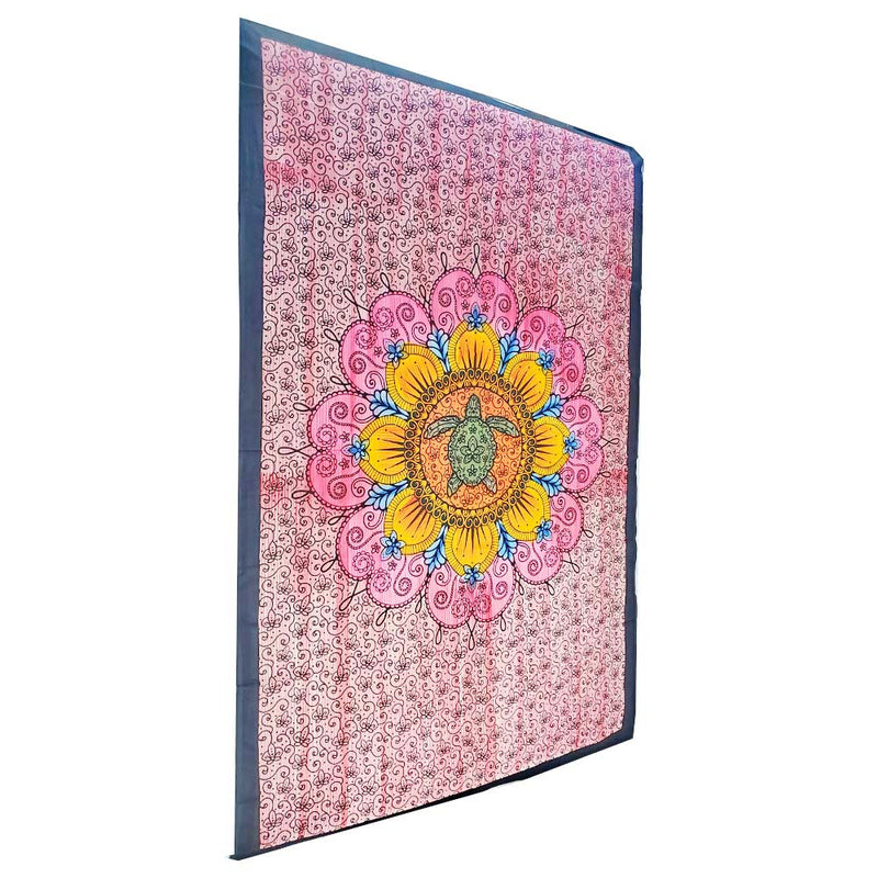Blooming Floral Design Turtle Tapestry Bohemian Wall Hanging Bedspread | Wild Lotus®