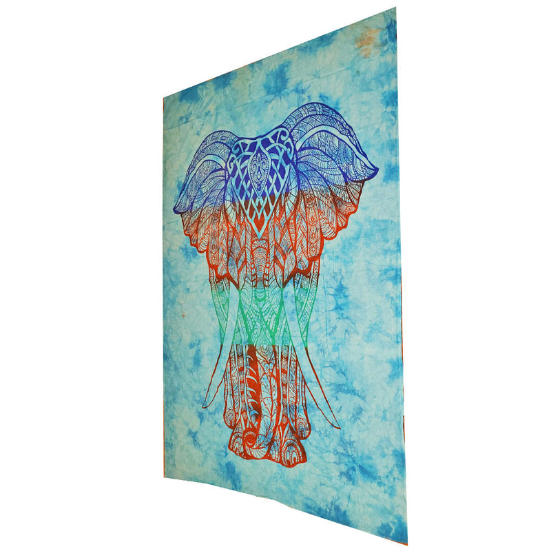 Bohemian Elephant Tie Dye Pattern Hippie Tapestry Psychedelic Wall Hanging Decoration