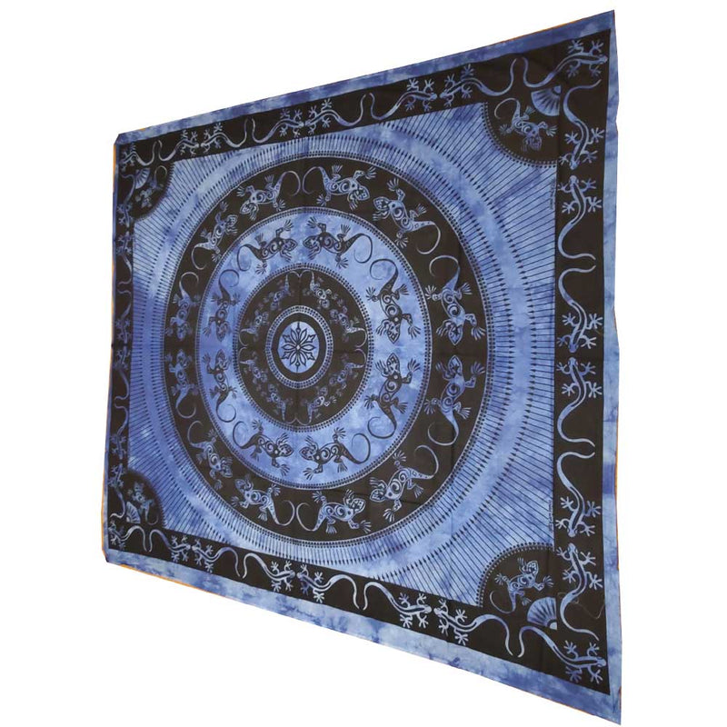Blue Lizard Mandala Bohemian Tapestry Bedsheet