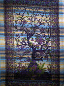 Blue Tree of Life Birds Art in Handloom Tapestry