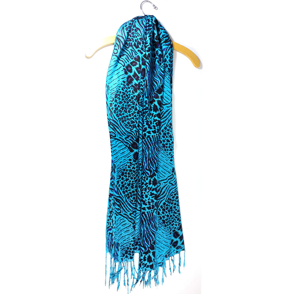 Blue Animal Print Cotton Fabric Stole Pattern