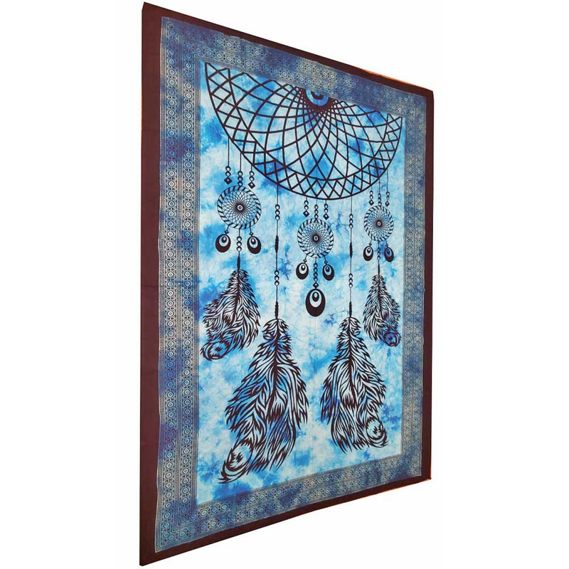 Blue Dreamcatcher Artwork Tie Dye Pictorial Cotton Tapestry Wall Hanging | @wildlotusbrand | Wild Lotus®