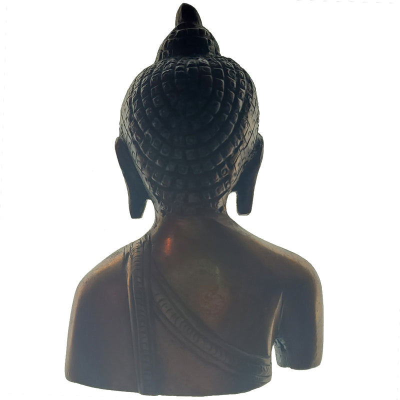 Brass Buddha Bust Figurine Showpiece Back