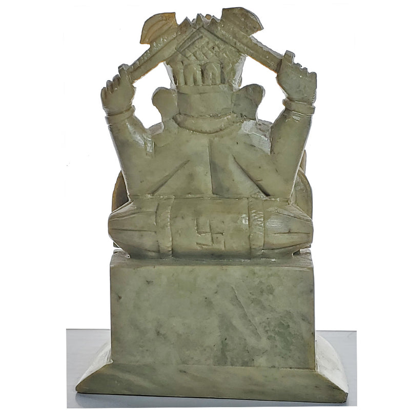 Soapstone Carving Hindu God of Beginnings Ganesha Collectible Statue Figurine Back