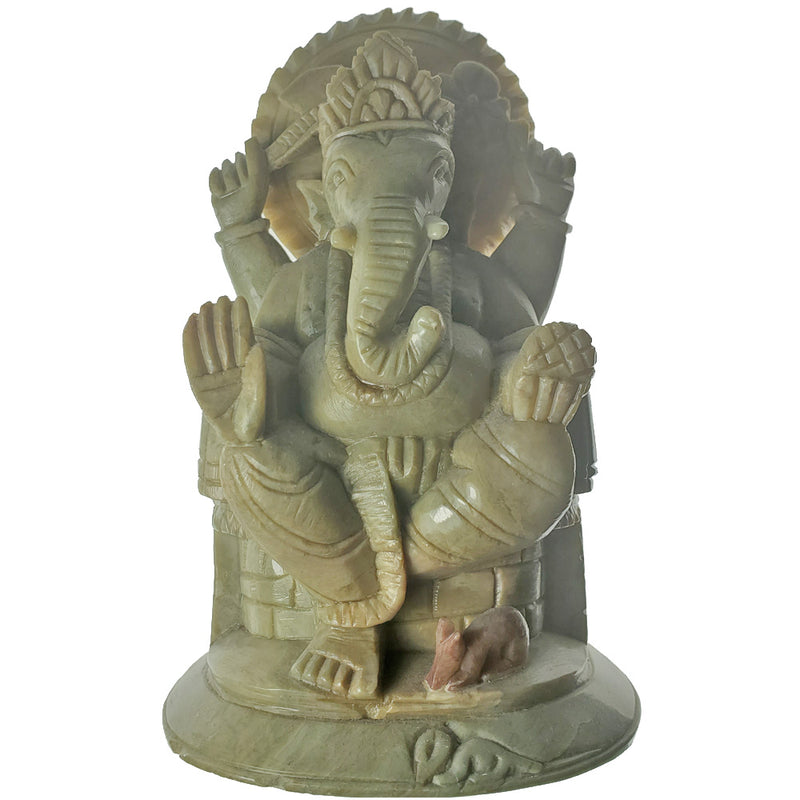 Soapstone Carving Hindu God of Beginnings Ganesha Collectible Statue Figurine | Wild Lotus