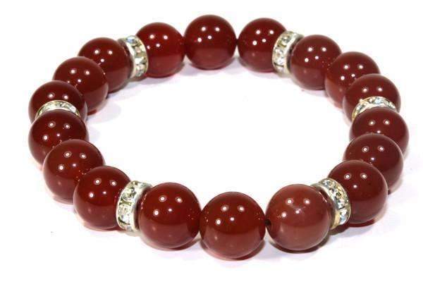 Red Carnelian & Pave Beads Bracelet