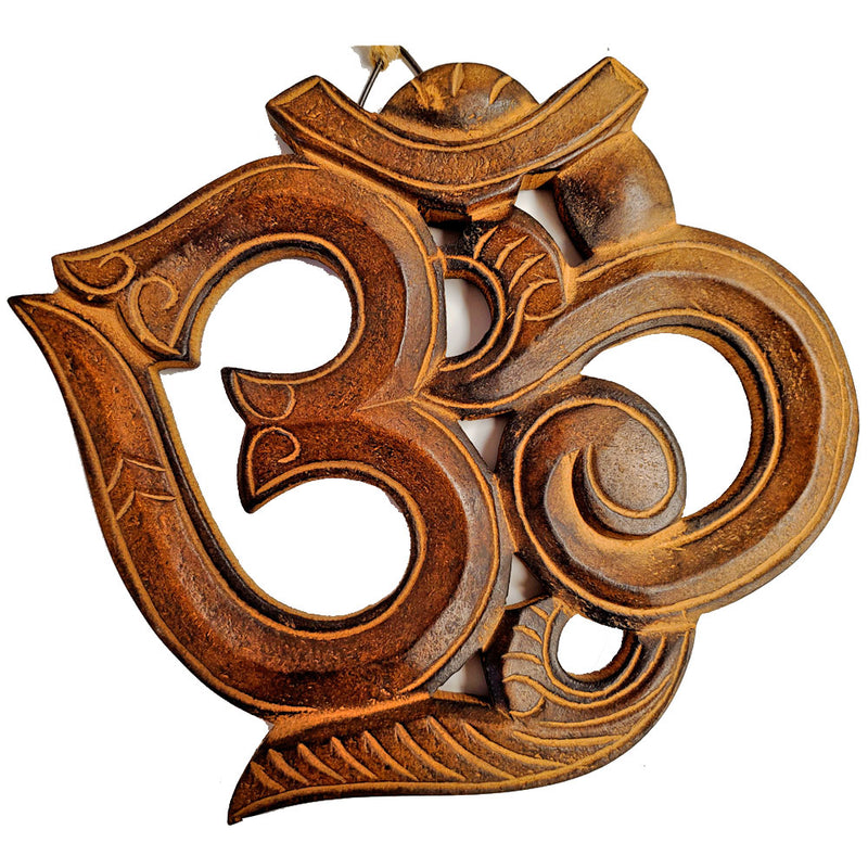 Sacred Om Symbol Wood Carving Wall Art