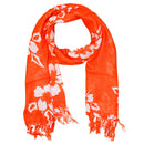 Orange Floral Pattern Pareo Beach Hawaiian Sarong Scarf
