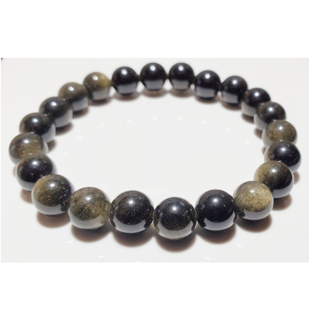 8mm Gold Obsidian Beaded Elastic Stretch Bracelet | Wild Lotus® | @wildlotusbrand