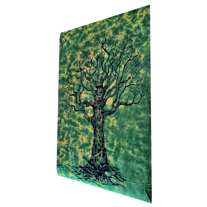 Green Celtic Knot Tree Of Life Tie Dye Twin Size Tapestry | Wild Lotus® | @wildlotusbrand