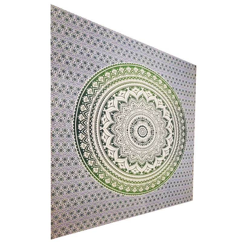 Green Ombre Art Pattern Full Size Sheet Tapestry Wall Hanging Decoration | Wild Lotus® | @wildlotusbrand