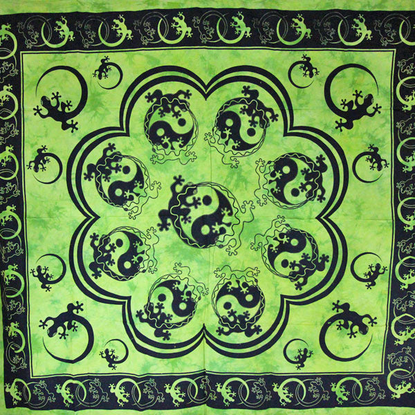 Green Salamander & Yin Yang Tapestry