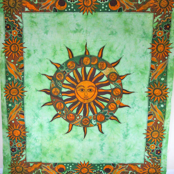 Green Sun Chakra & Sun Signs Tapestry