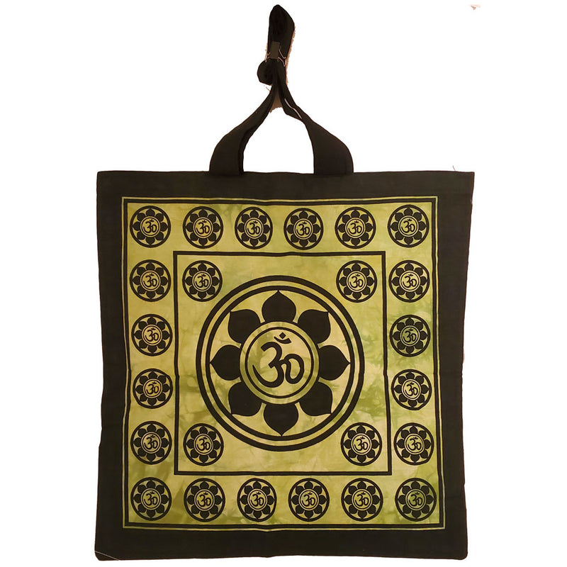 Green Aum Sanskrit Symbol Lotus Chakra Tie Dye Market Tote Bag Canvas Graphic | Wild Lotus® | @wildlotusbrand