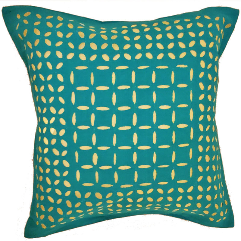 Green Indian Cushion Cover Everyday Home Accent Furnishing - 16 x 16 | @wildlotusbrand | Wild Lotus®