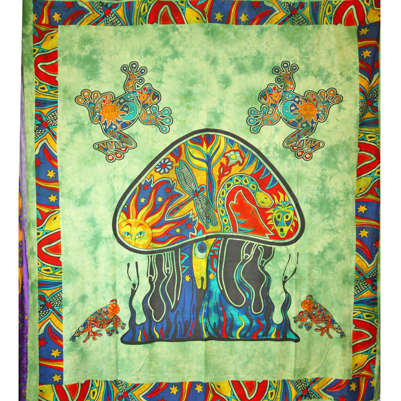 Green Psychedelic Mushroom Garden Tapestry | Wild Lotus® | @wildlotusbrand