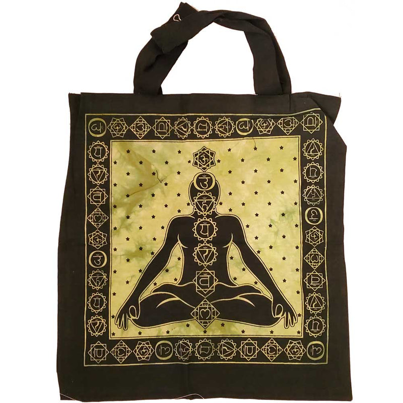 Green Seven Chakras Avatar Meditation Tie Dye Market Tote Bag Canvas Graphic | Wild Lotus®