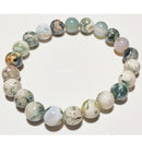 8mm White Moss Agate Beaded Elastic Stretch Bracelet | Wild Lotus® | @wildlotusbrand