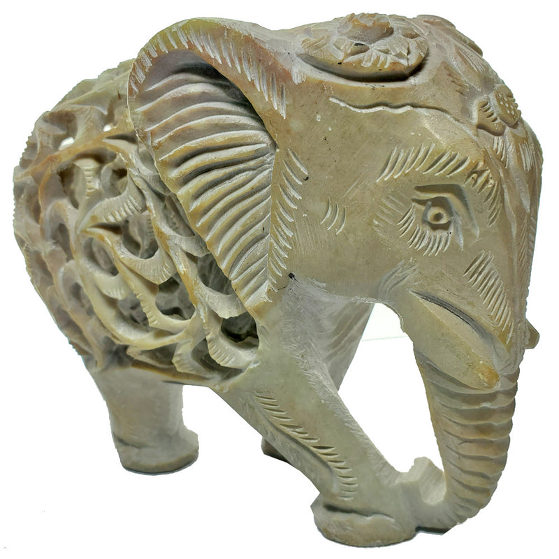 Grey Slate Stone Texture Seamless Collectible Figurine Indian Elephant with Baby