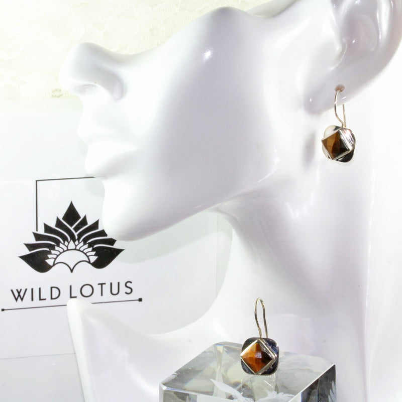 Harmonic Tigers Eye Square Cut Hook Earrings | Wild Lotus® | @wildlotusbrand