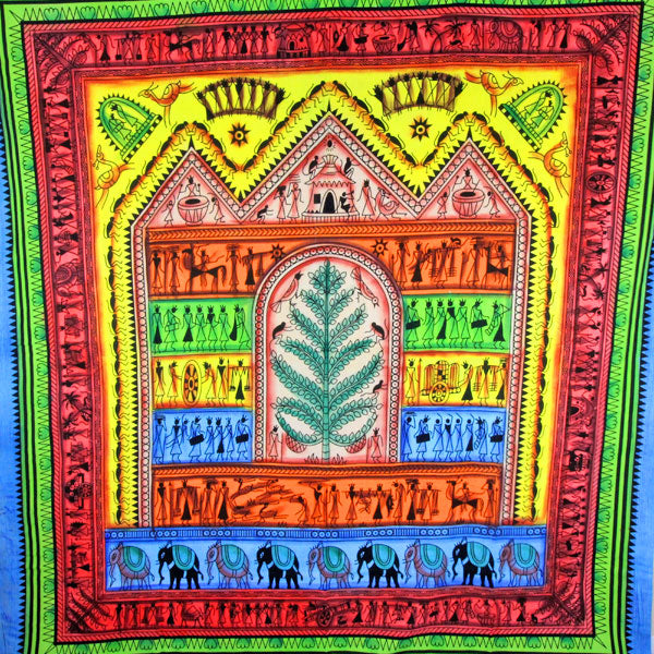 Harmonious Tribal Village Tapestry