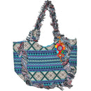 IKAT Print Cotton Fabric Fringe Pattern Tote Bag with Mirror Accessory | Wild Lotus® | @wildlotusbrand