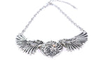 Silver Tone Angel Wings Heart Necklace