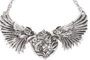 Silver Tone Angel Wings Heart Necklace | Wild Lotus