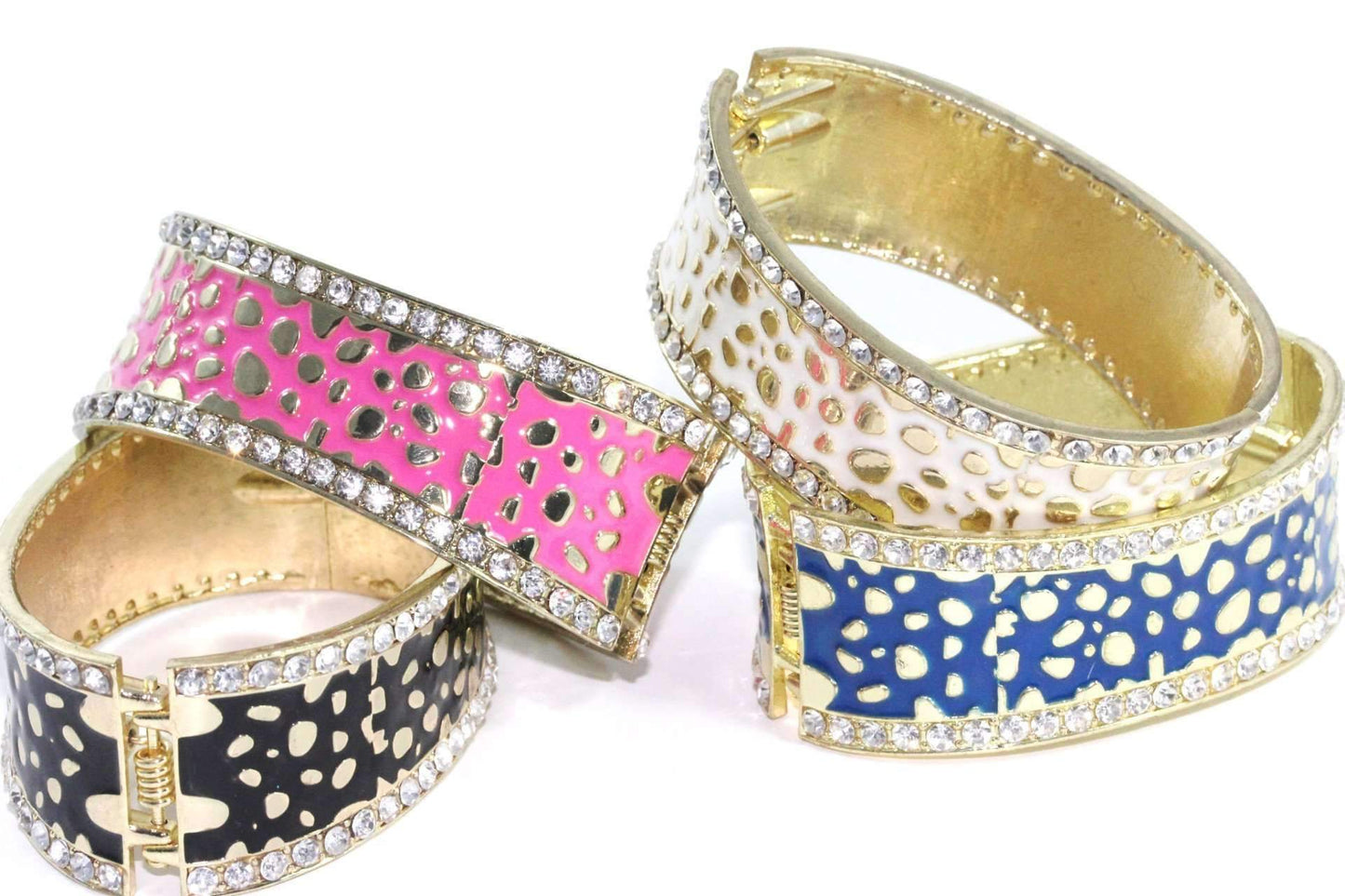 Leopard Design Hinged Cuff Bangles | Wild Lotus