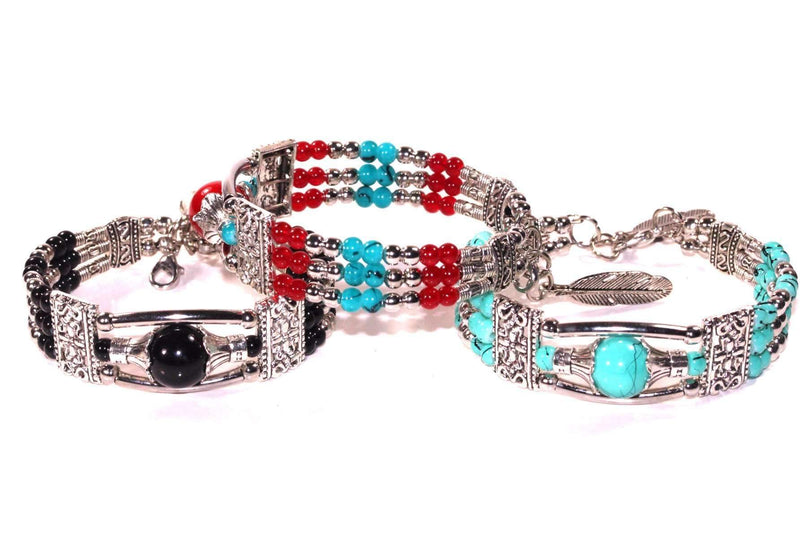 Feather Charm And Beads Bracelets
