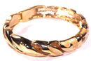 Sparkly Brown & Gold Tone Shimmering Enamel Hinged Bangle