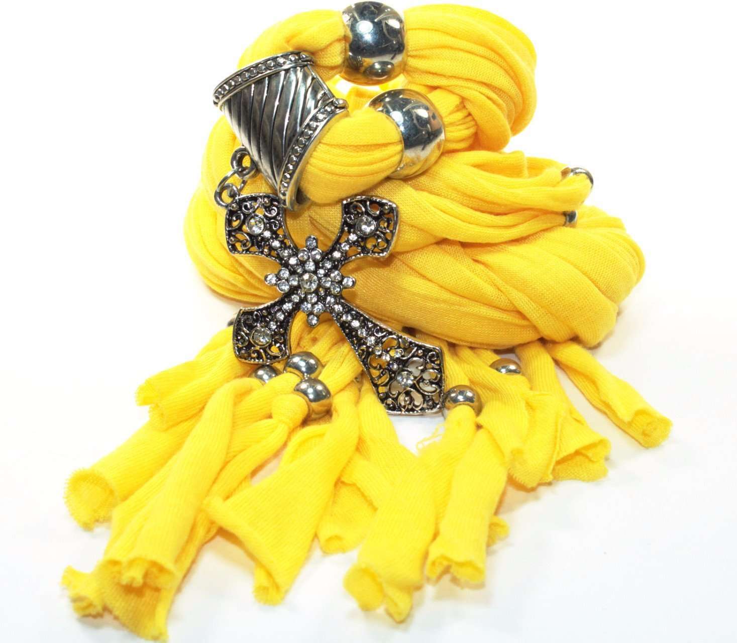 Yellow Fever Cross Pendant Scarf