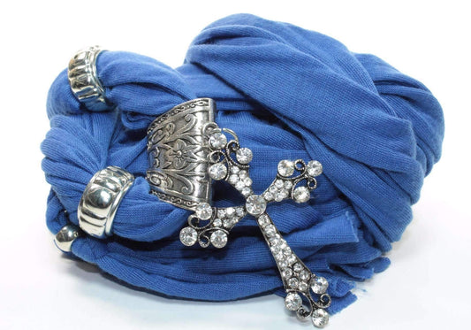Nautical Blue Cross Pendant Scarf