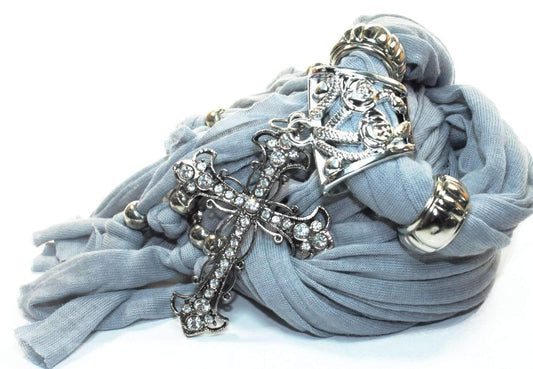 Everyday Grey Cross Pendant Scarf