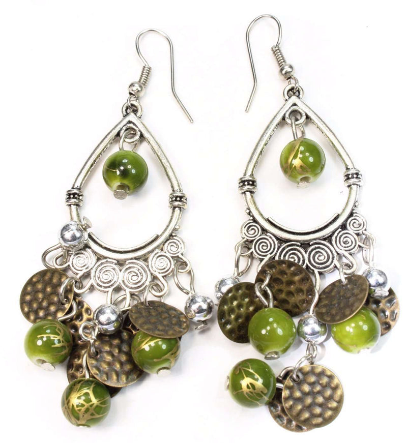 Olive Green Untamed Chandelier Earrings