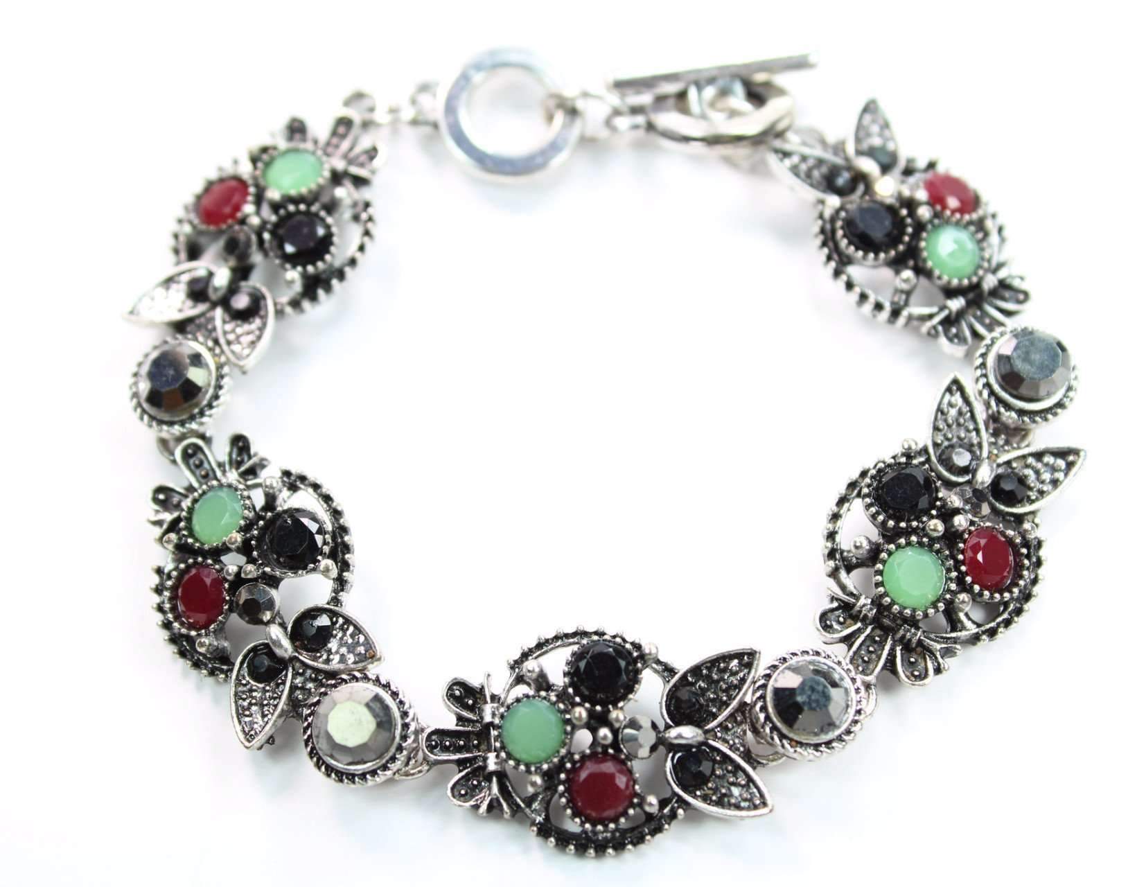 Brilliant Multi Crystal Owl Bracelet