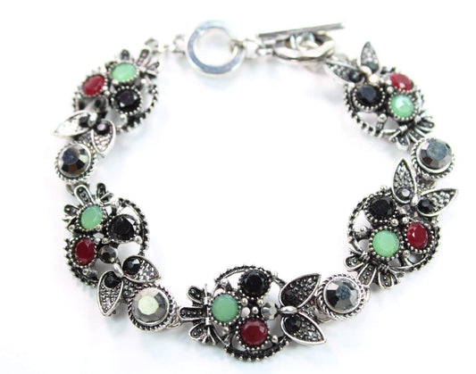 Brilliant Multi Crystal Owl Bracelet