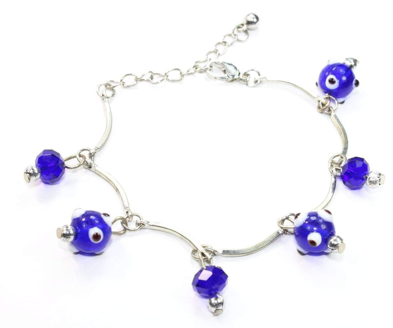 Evil Eye Beads & Blue Crystal Bracelet by Wild Lotus