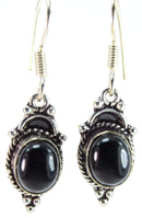 Glowing Black Agate Drop Earrings