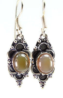 Peach Aqua Romantic Hues Glass Flower Earrings