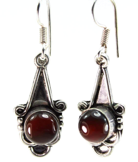 Dark Burgundy Agate Drop Earrings
