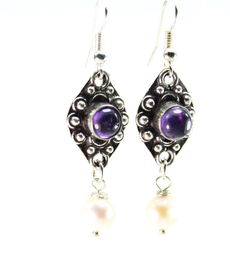 Purple & Pearly Elegant Earring Duo