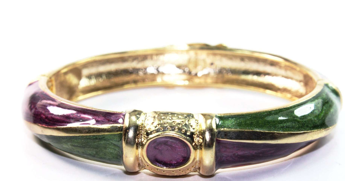 Purple & Green Wild One Hinged Bangle