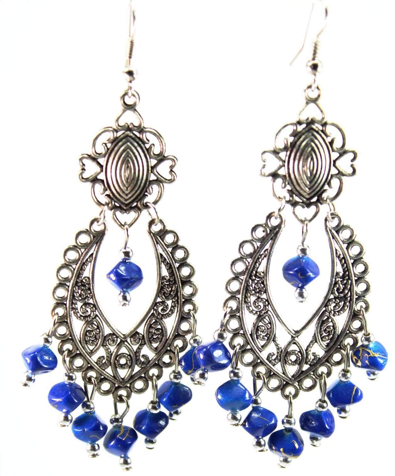 Caribbean Blue Breezy Skies Scroll Work Style Earrings