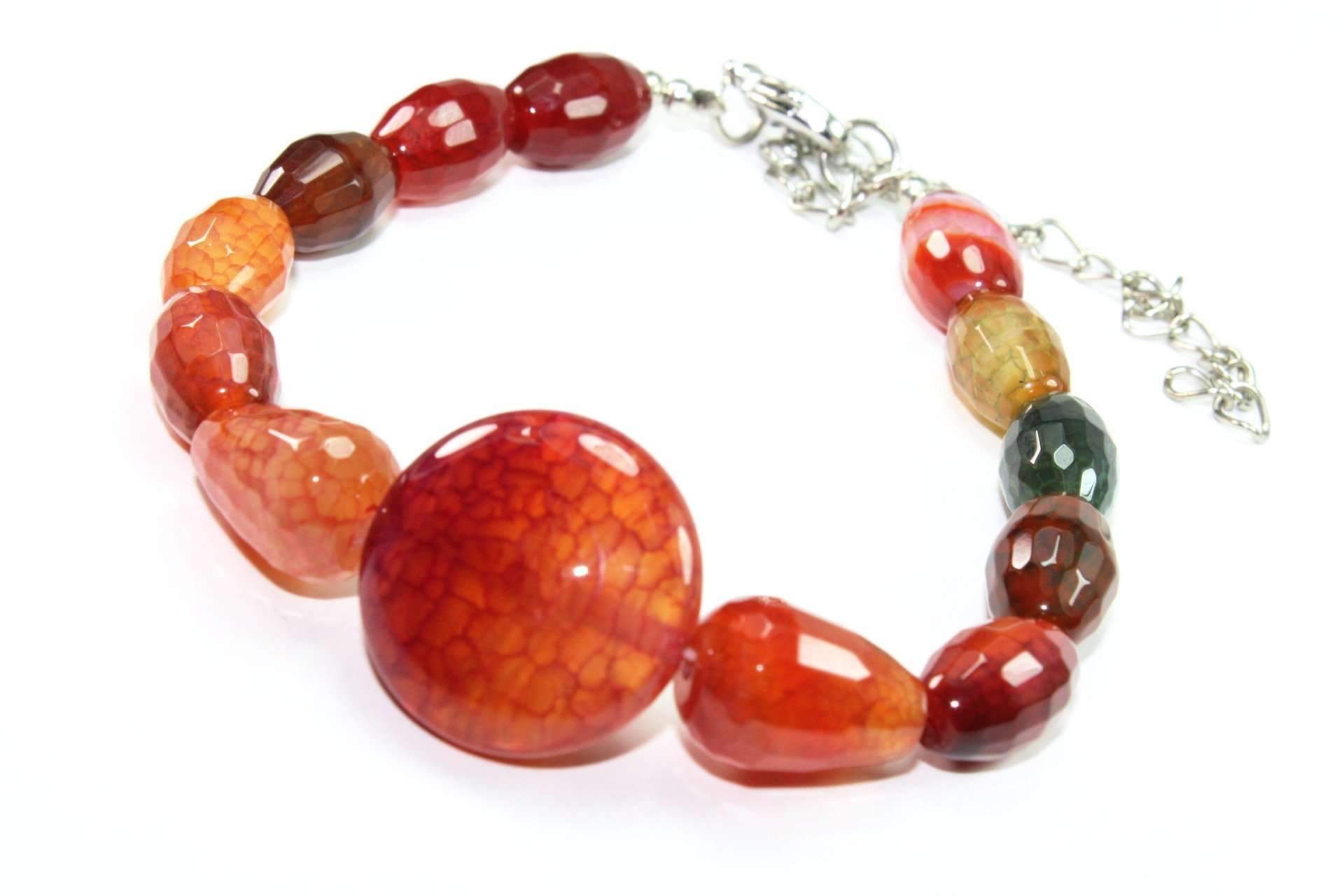 Agate Stone Center Disc Sparkle Bracelet